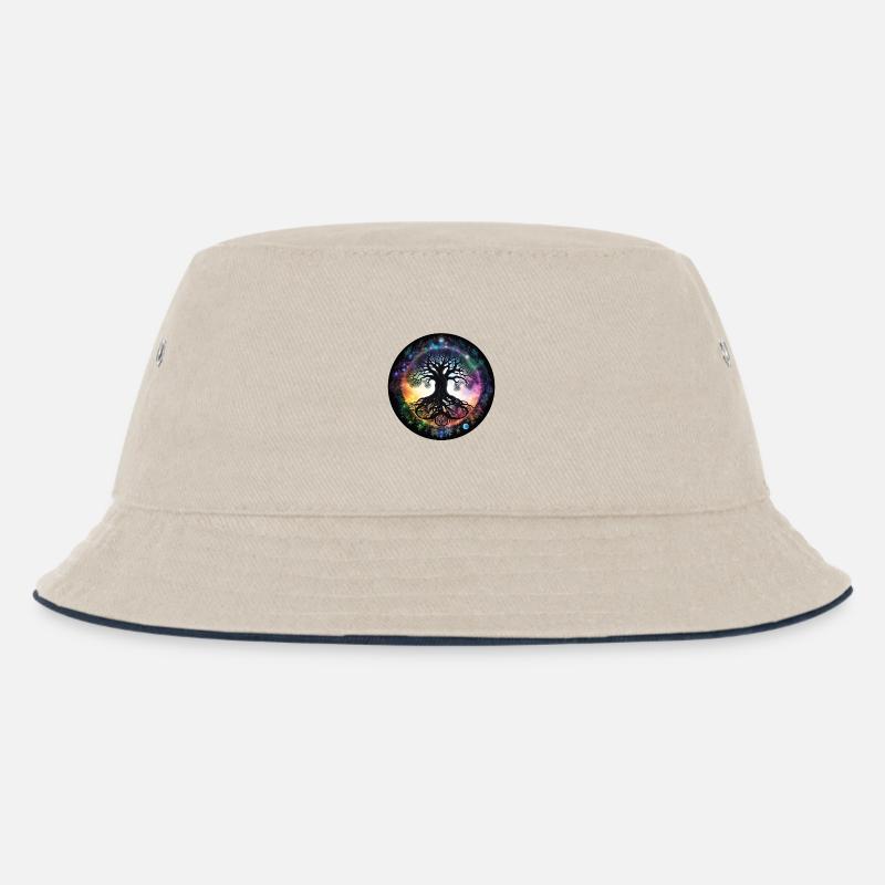 Wurzelbaum im Regenbogenkreis - Kinder Bucket Hat - Natur/Navy