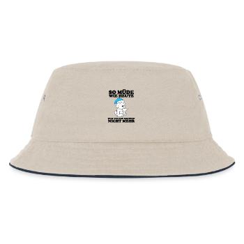 Müde Spruch Verschlafen Schlafen Ausschlafen Faul - Kinder Bucket Hat - Natur/Navy - Vorne