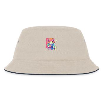 Cycling anime cat Neko - Kids’ Bucket Hat - ecru/navy - Front