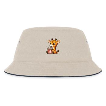 Kino Fan Giraffe isst Popcorn - Kinder Bucket Hat - Natur/Navy - Vorne