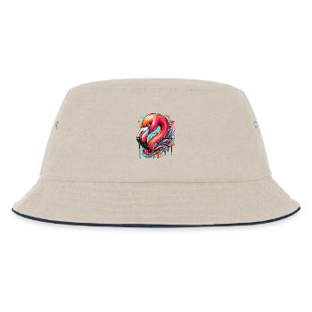 Flamingo - Kinder Bucket Hat - Natur/Navy - Vorne