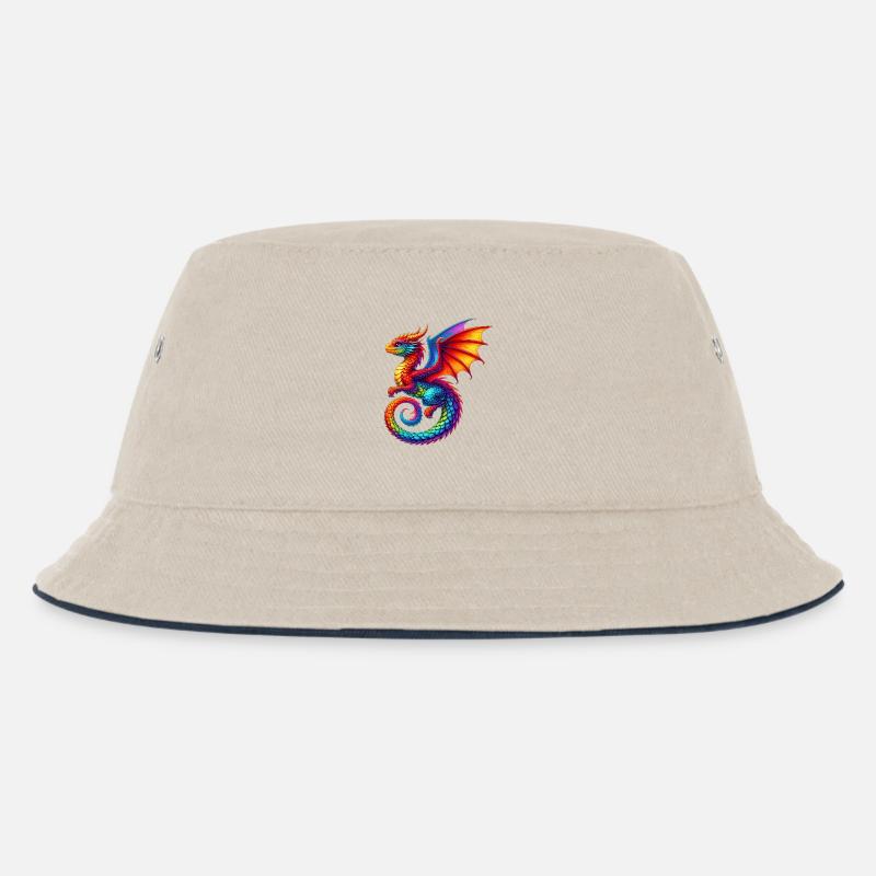 Drache - Kinder Bucket Hat - Natur/Navy