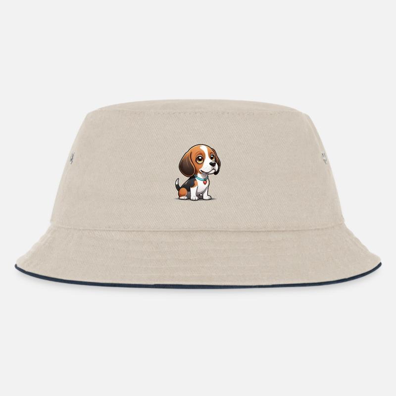 Beagle Heart Pup - Kinder Bucket Hat - Natur/Navy