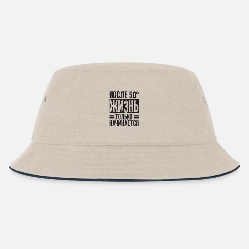 Das Leben beginnt erst nach 50 Spruch auf - Kinder Bucket Hat - Natur/Navy