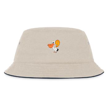 9. Geburtstag Motiv Pelikan - neun Jahre alt - Kinder Bucket Hat - Natur/Navy - Vorne