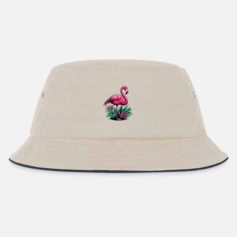 Flamingo - Kinder Bucket Hat - Natur/Navy