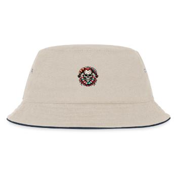 Gruseliger Totenkopf Narr Bunt Horror Clown Hallowee - Kinder Bucket Hat - Natur/Navy - Vorne