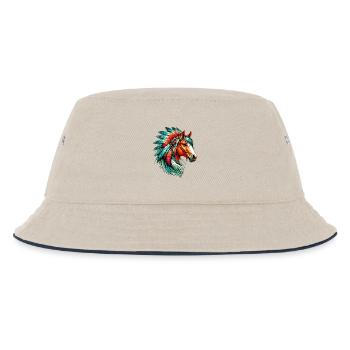 Indianerpferd Amerikanische Rothaut - Kinder Bucket Hat - Natur/Navy - Vorne