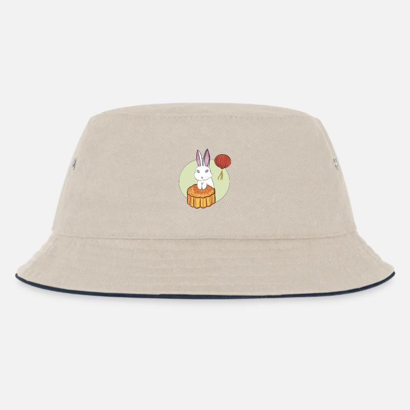 Mooncake Rabbit - Kids’ Bucket Hat - ecru/navy