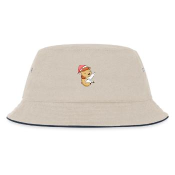 Bison Niedlich Müde Ausschlafen Weihnachten - Kinder Bucket Hat - Natur/Navy - Vorne