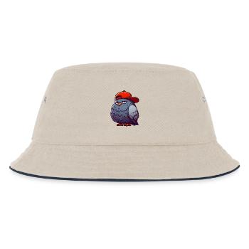 Taube Hiphop Rote Mütze - Kinder Bucket Hat - Natur/Navy - Vorne