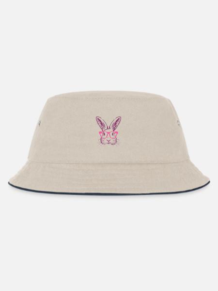 Kaninchen Hasenohren Brille Bunny Hase Geschenk - Kinder Bucket Hat - Natur/Navy