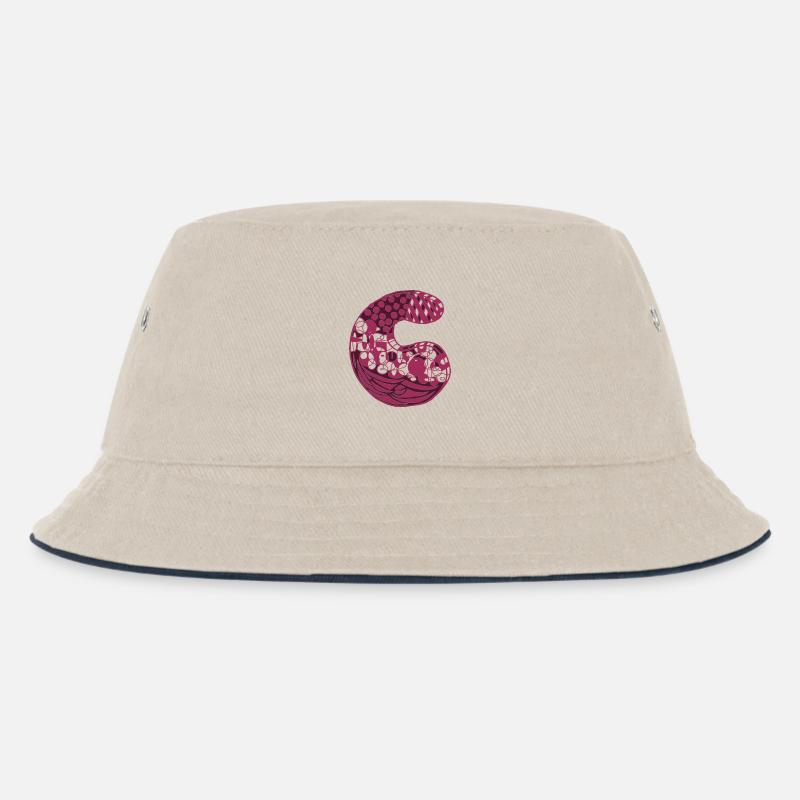 Buchstabe C mit Charakter in rot - Kinder Bucket Hat - Natur/Navy