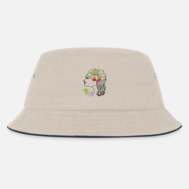 Frauenkopf mit Kirschen - Kinder Bucket Hat - Natur/Navy
