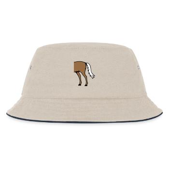 Halbes Pferd Hinterteil Hinten Hintere Hälfte Spaß - Kinder Bucket Hat - Natur/Navy - Vorne