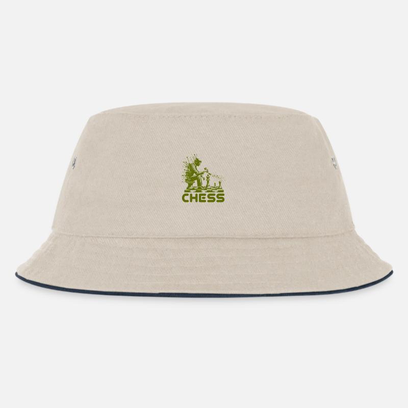 Schachspieler Silhouette mit Farbexplosion - Kinder Bucket Hat - Natur/Navy