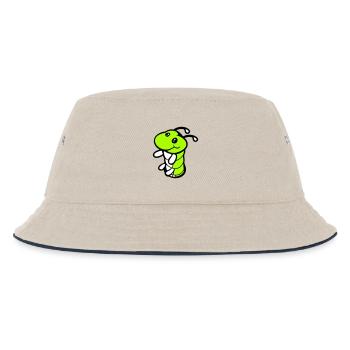 Caterpillar Bottom Hole Cute Smiles Friendly Happy - Kids’ Bucket Hat - ecru/navy - Front