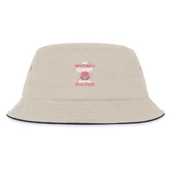Stärke der Frauen Gehirn Chirurgie Motiv - Kinder Bucket Hat - Natur/Navy - Vorne