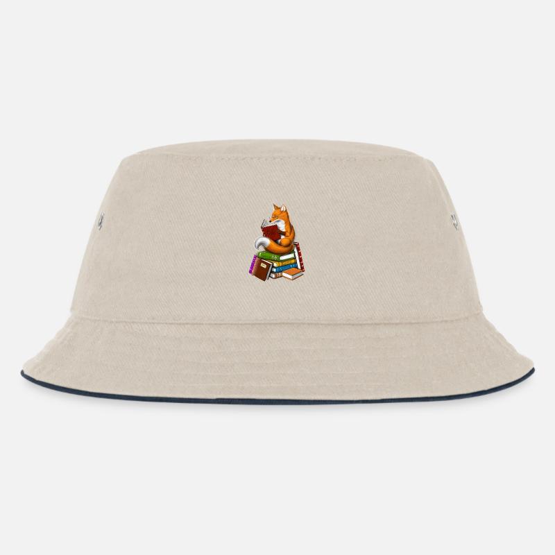 Fuchs liest ein Buch - Kinder Bucket Hat - Natur/Navy