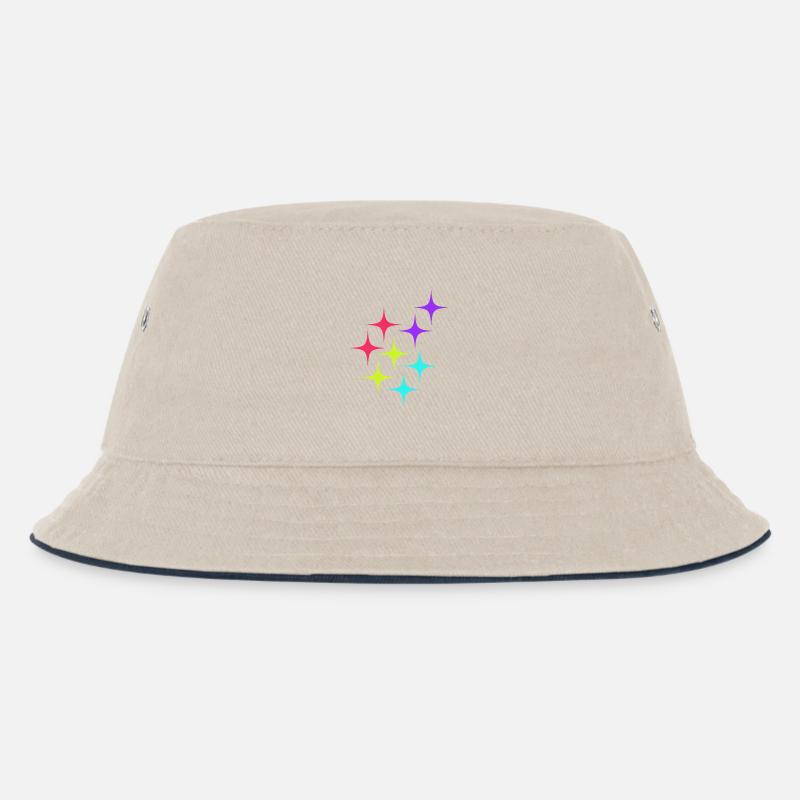 Bunte Sterne sparkle Muster - Kinder Bucket Hat - Natur/Navy