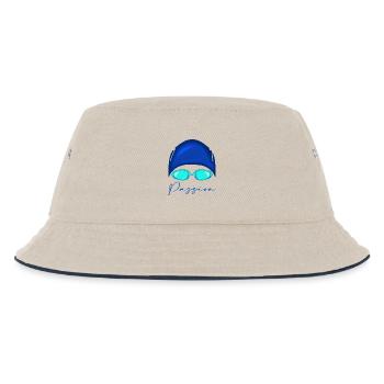 Passion Schwimmen Neon Blau - Kinder Bucket Hat - Natur/Navy - Vorne