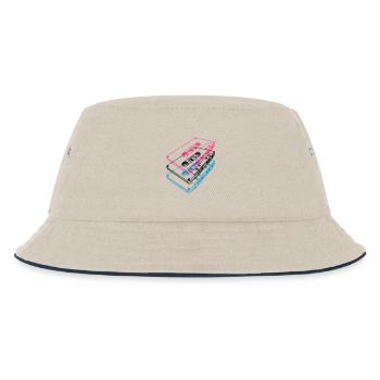 Kassetten 3D – Retro Mixtape Vintage Perspektive - Kinder Bucket Hat - Natur/Navy - Vorne