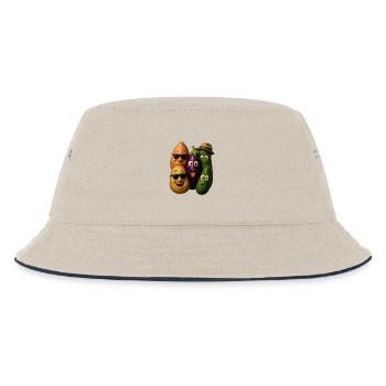 Fröhliche Gemüsehelden Gruppe - Kinder Bucket Hat - Natur/Navy - Vorne