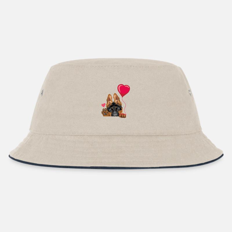 Winkender Deutscher Schäferhundwelpe mit Luftballon - Kinder Bucket Hat - Natur/Navy