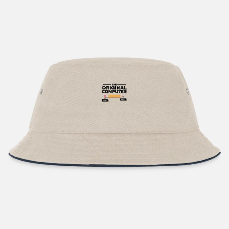 Der Original Computer – Bleistift Delete & Print - Kinder Bucket Hat - Natur/Navy