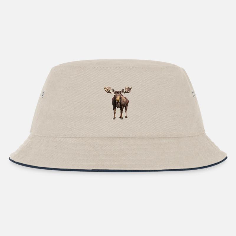 Elch - Kinder Bucket Hat - Natur/Navy