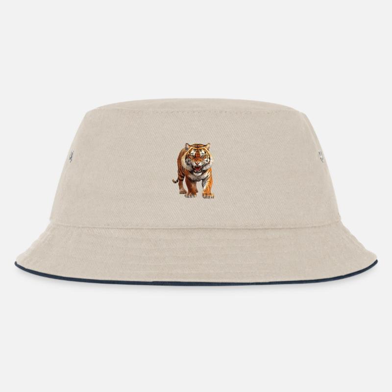 Tiger - Kinder Bucket Hat - Natur/Navy