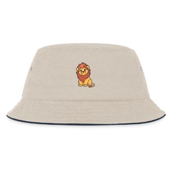 Warmes Cartoon-Löwenjunges - Kinder Bucket Hat - Natur/Navy - Vorne