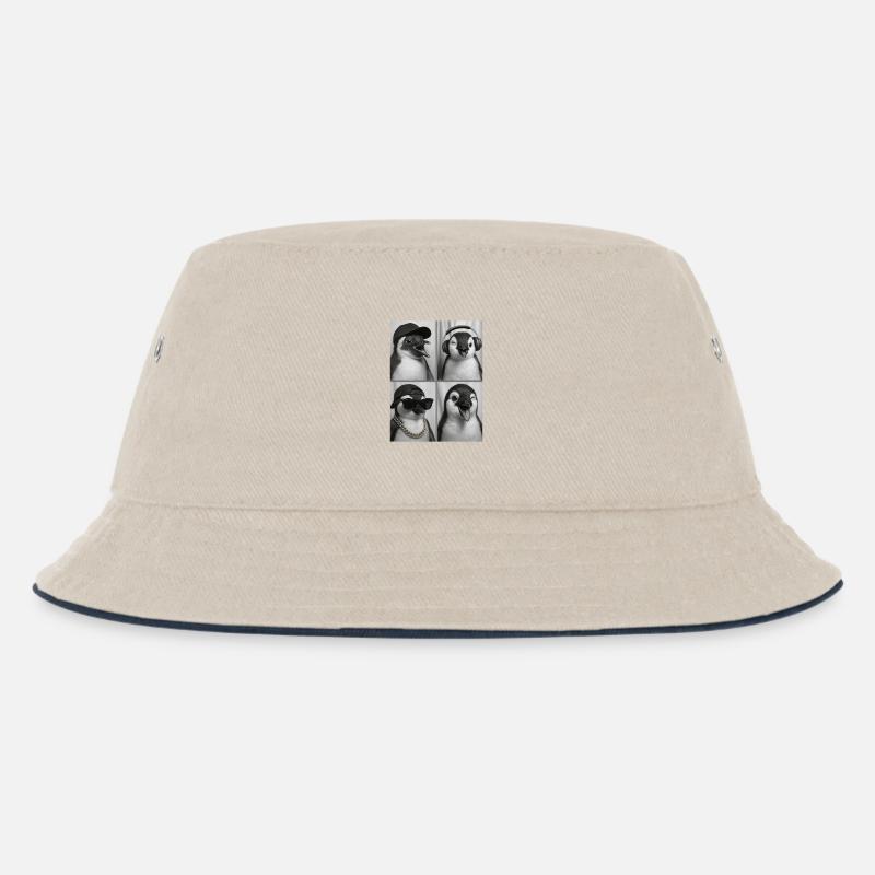 Pinguin - Kinder Bucket Hat - Natur/Navy