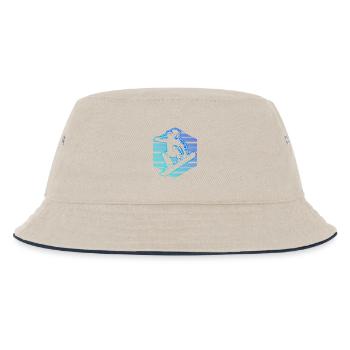 Neon Snowboarder Stripes - Kinder Bucket Hat - Natur/Navy - Vorne