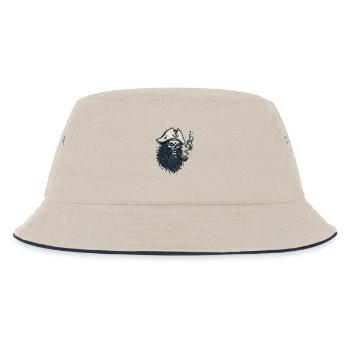 Kapitän Totenkopf Seemann Nautik Meer See Boot - Kinder Bucket Hat - Natur/Navy - Vorne