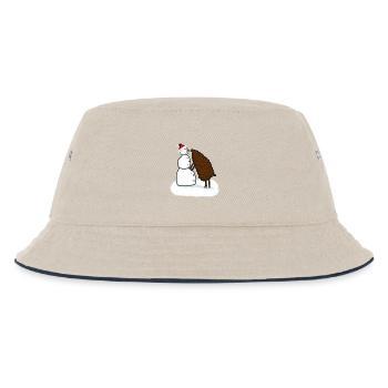 Schneemann & Schaf - Kinder Bucket Hat - Natur/Navy - Vorne