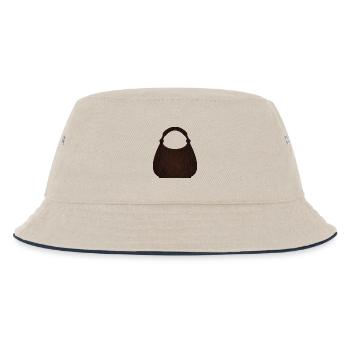 Braune Ledertaschentextur - Kinder Bucket Hat - Natur/Navy - Vorne