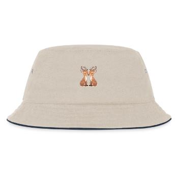 Kuschelige Reh-Duo Küssendes Motiv - Kinder Bucket Hat - Natur/Navy - Vorne