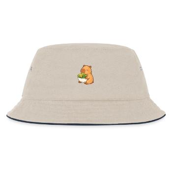Capybara mit Salat – entspannt & niedlich - Kinder Bucket Hat - Natur/Navy - Vorne