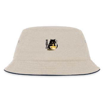 Amateur de ramen - Chat noir aux nouilles - Bob Enfant - blanc cassé/bleu marine - Devant