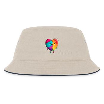 Regenbogenherz Umarmung - Kinder Bucket Hat - Natur/Navy - Vorne