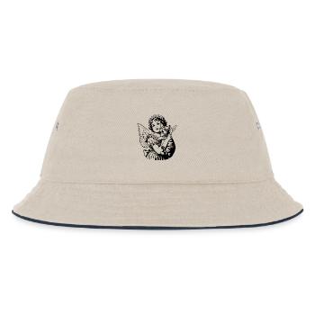 Angel with Cat – Cherub Vintage Illustration - Kids’ Bucket Hat - ecru/navy - Front