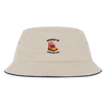 Women in Construction Work Boots and Construction Helmet - Kids’ Bucket Hat - ecru/navy - Front