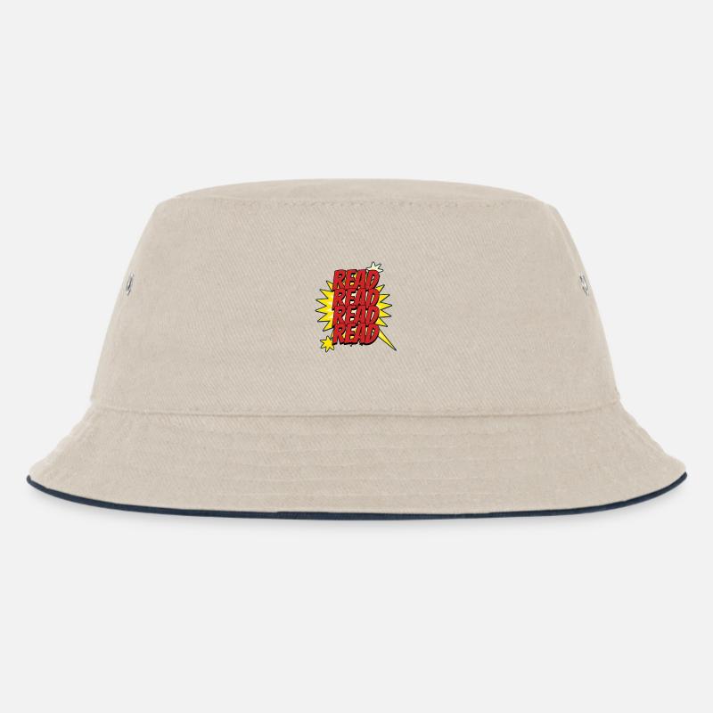 Read Design - Comic Superhelden Look - Kinder Bucket Hat - Natur/Navy