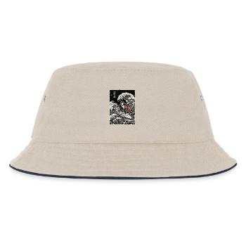 Ukiyo-e Baby Monkey Punch - Kinder Bucket Hat - Natur/Navy - Vorne