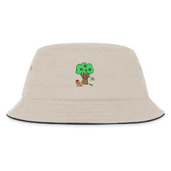 Apfelbaum Katze Vogel Kinder Garten Natur - Kinder Bucket Hat - Natur/Navy - Vorne