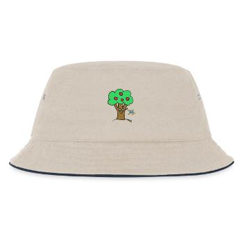 Apfelbaum Baum Natur  Vogel - Kinder Bucket Hat - Natur/Navy - Vorne