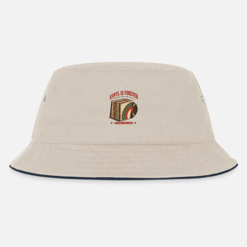 Vinyl Is Forever Retro Record Design - Kinder Bucket Hat - Natur/Navy
