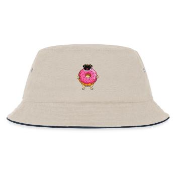 Donut-Mops Hund im rosa Zuckerguss - Kinder Bucket Hat - Natur/Navy - Vorne