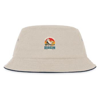 Borkum Insel Relax 2026 - Kinder Bucket Hat - Natur/Navy - Vorne